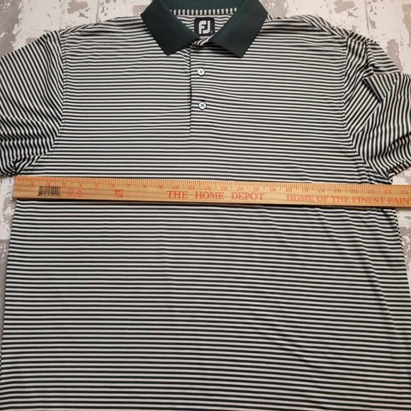 FootJoy FJ‎ Men's Green White Stripped Short Sleeve Polo Golf Shirt Size Large - Picture 5 of 6